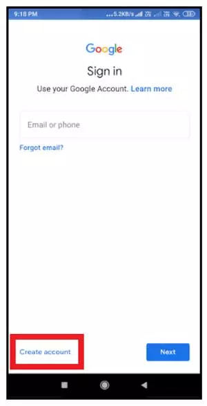 مرحله 3 روی Create Account کلیک کنید