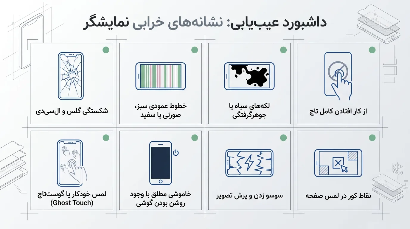 انواع خرابی های صفحه نمایش آیفون 12