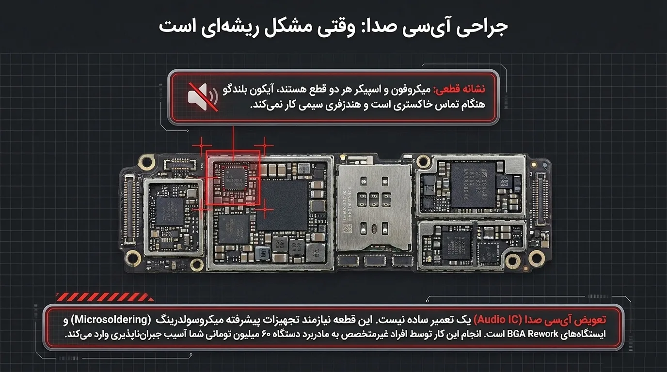 جدول قیمت تعویض اسپیکر و قطعات صوتی آیفون 12 پرو مکس در دلتوس