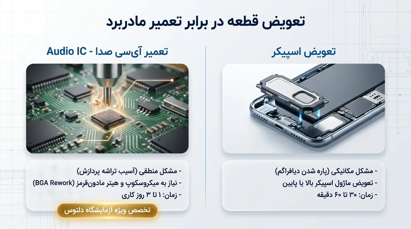 مراحل تعویض اسپیکر آیفون 12 مینی در دلتوس