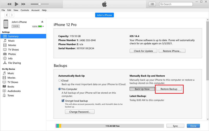 بازیابی پیامک های حذف شده در آیفون از طریق iTunes