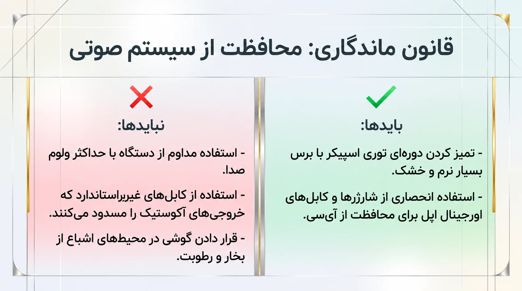 نکات مهم برای جلوگیری از خرابی مجدد اسپیکر
