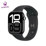 اپل واچ سری ۱۰ سایز ۴۶ جت بلک با بند سیلیکون مشکی