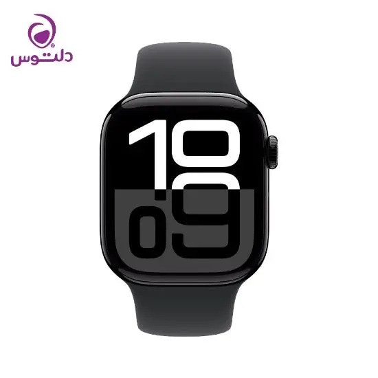 اپل واچ سری ۱۰ سایز ۴۲ جت بلک با بند سیلیکون مشکی