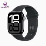 اپل واچ سری ۱۰ سایز ۴۲ جت بلک با بند سیلیکون مشکی