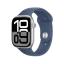 اپل واچ سری ۱۰ سایز ۴۲ سیلور با بند سیلیکون (دنیم) آبی