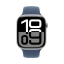 اپل واچ سری ۱۰ سایز ۴۲ سیلور با بند سیلیکون (دنیم) آبی