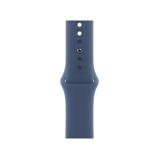 اپل واچ سری ۱۰ سایز ۴۲ سیلور با بند سیلیکون (دنیم) آبی