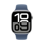 اپل واچ سری ۱۰ سایز ۴۶ سیلور با بند سیلیکونی (دنیم) آبی
