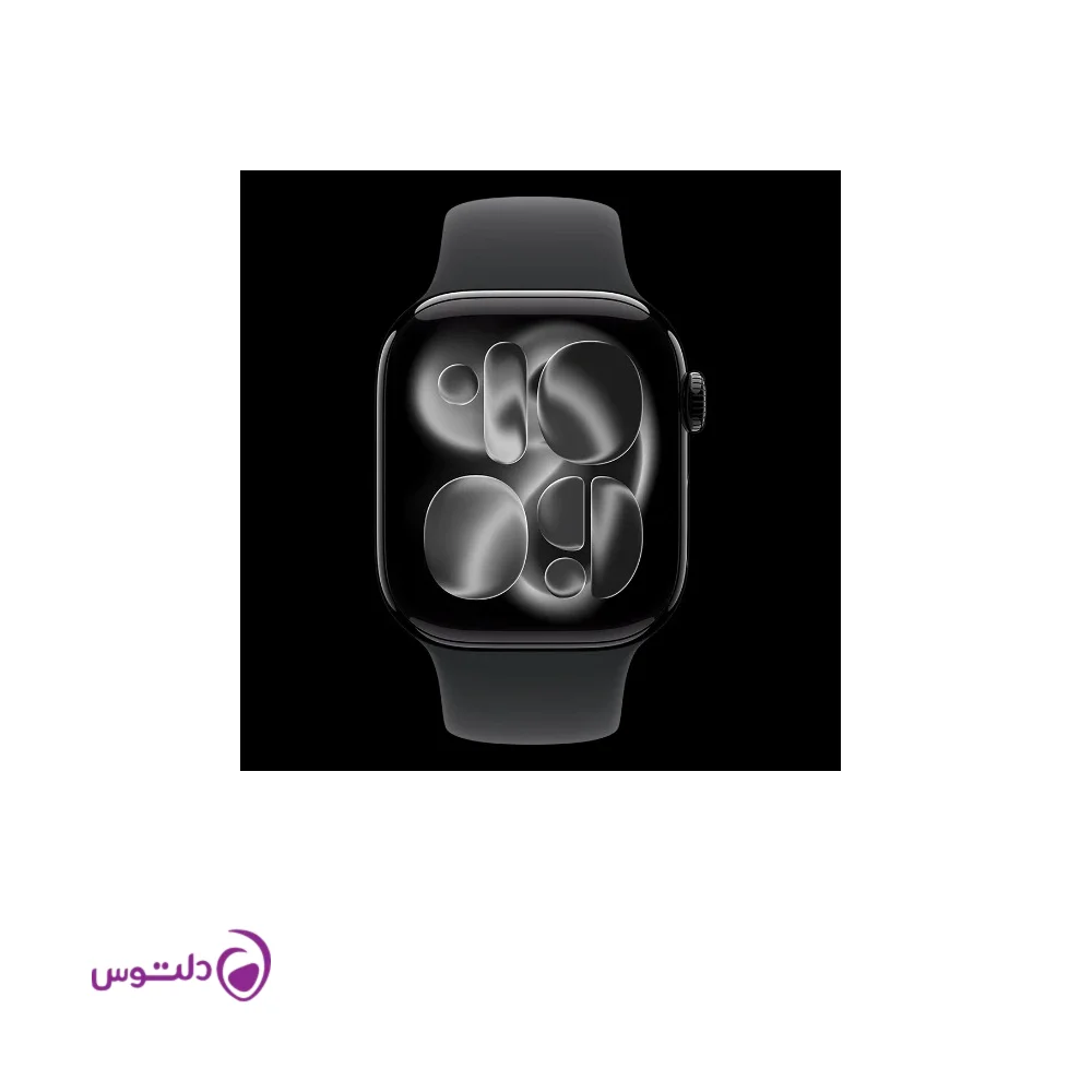 اپل واچ سری 11 سایز 46 جت بلک با بند اسپرت سیلیکون مشکی