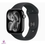 اپل واچ سری 11 سایز 46 جت بلک با بند اسپرت سیلیکون مشکی